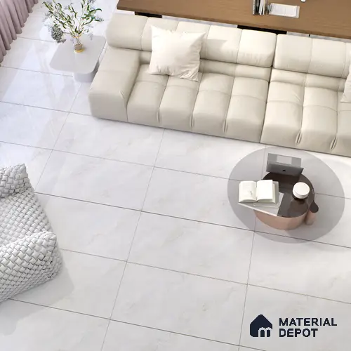 Budget Friendly Marble Floor & Wall Tile Value For Money TL 05582 White Onyx Viser 4 ft x 2 ft - Vitrified Glossy Finish -9 mm | Suitable for Living Room,Bedroom & Bathroom