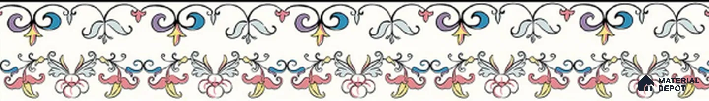 Floral Tile Border TL 05919 Spatial Accent Series 1 ft x 2 inch Vitrified Matte Finish Tile Border - 9 mm | Suitable for Decorative Highlighter Border