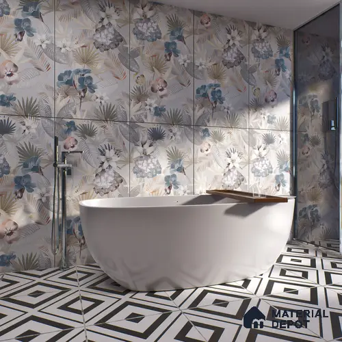 Tropical Wall Tile TL 05553 Vivid Fusion Decore 4 ft x 2 ft Matte Finish Vitrified Tile - 9 mm | Suitable For Living Room, Bathroom, Bedroom