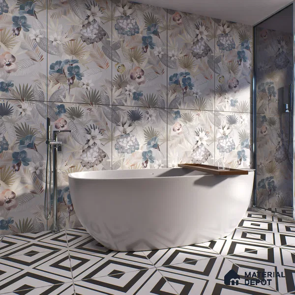 Tropical Wall Tile TL 05553 Vivid Fusion Decore 4 ft x 2 ft Matte Finish Vitrified Tile - 9 mm | Suitable for Bathroom, Accent/Feature Wall, Foyer