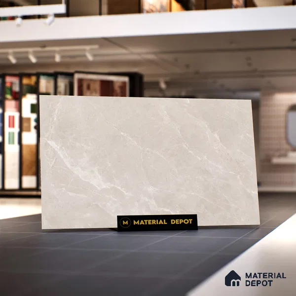 Marble Floor & Wall Tile TL 07537 C Italian Crema Pearl 6 ft x 4 ft Matte Finish Vitrified Tile - 9 mm | Suitable For living Room, Bedroom, Bathroom | Adhesive and Spacers Must be Used During Installation