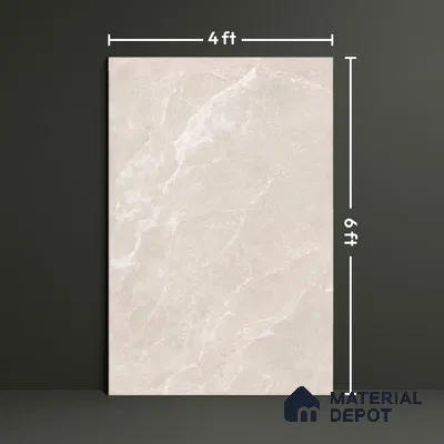 Marble Floor & Wall Tile TL 07537 C Italian Crema Pearl 6 ft x 4 ft Matte Finish Vitrified Tile - 9 mm | Suitable For living Room, Bedroom, Bathroom | Adhesive and Spacers Must be Used During Installation
