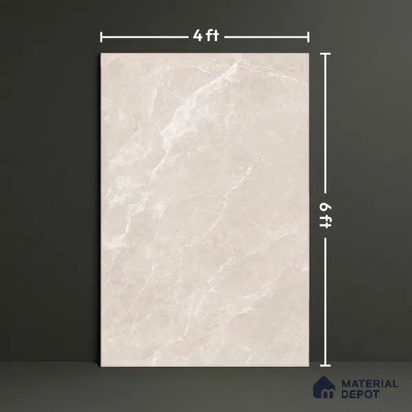 Marble Floor & Wall Tile TL 07537 C Italian Crema Pearl 6 ft x 4 ft Matte Finish Vitrified Tile - 9 mm | Suitable For living Room, Bedroom, Bathroom | Adhesive and Spacers Must be Used During Installation