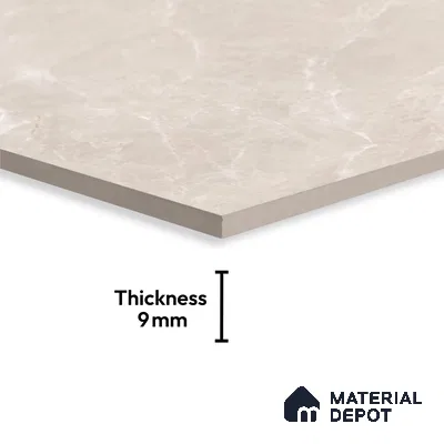 Marble Floor & Wall Tile TL 07537 C Italian Crema Pearl 6 ft x 4 ft Matte Finish Vitrified Tile - 9 mm | Suitable For living Room, Bedroom, Bathroom | Adhesive and Spacers Must be Used During Installation