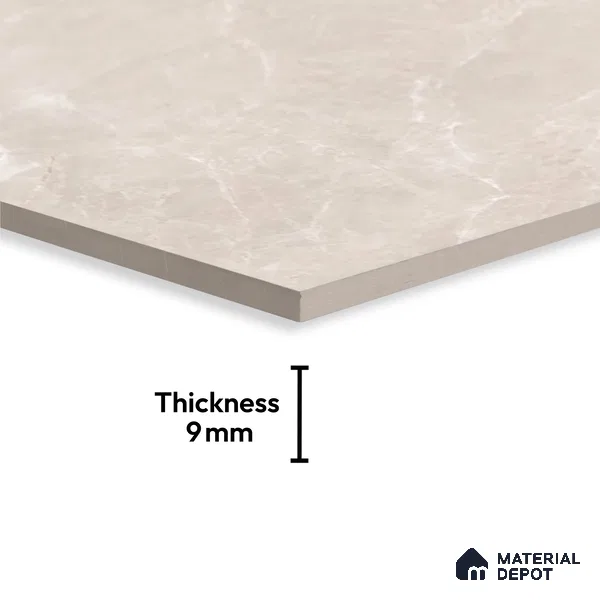 Marble Floor & Wall Tile TL 07537 C Italian Crema Pearl 6 ft x 4 ft Matte Finish Vitrified Tile - 9 mm | Suitable For living Room, Bedroom, Bathroom | Adhesive and Spacers Must be Used During Installation