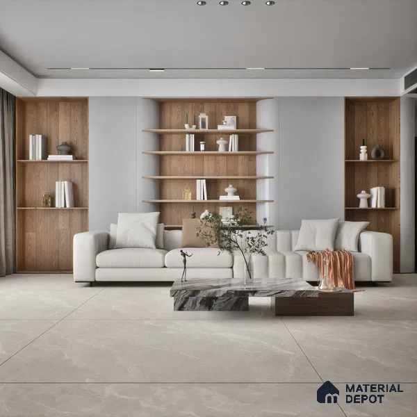 Marble Floor & Wall Tile TL 07537 C Italian Crema Pearl 6 ft x 4 ft Matte Finish Vitrified Tile - 9 mm | Suitable For living Room, Bedroom, Bathroom | Adhesive and Spacers Must be Used During Installation