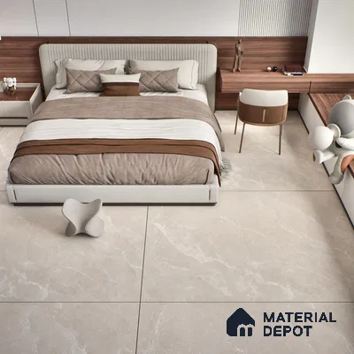 Marble Floor & Wall Tile TL 07537 C Italian Crema Pearl 6 ft x 4 ft Matte Finish Vitrified Tile - 9 mm | Suitable For living Room, Bedroom, Bathroom | Adhesive and Spacers Must be Used During Installation