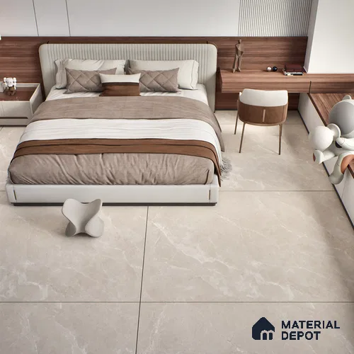 Marble Floor & Wall Tile TL 07537 C Italian Crema Pearl 6 ft x 4 ft Matte Finish Vitrified Tile - 9 mm | Suitable For living Room, Bedroom, Bathroom | Adhesive and Spacers Must be Used During Installation