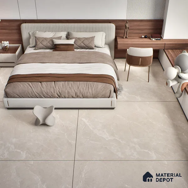 Marble Floor & Wall Tile TL 07537 C Italian Crema Pearl 6 ft x 4 ft Matte Finish Vitrified Tile - 9 mm | Suitable For living Room, Bedroom, Bathroom | Adhesive and Spacers Must be Used During Installation