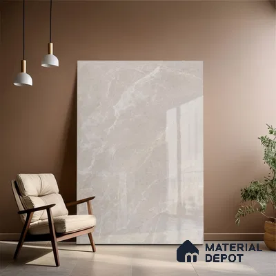 Marble Floor & Wall Tile TL 07537 D Italian Crema Endless 6 ft x 4 ft Glossy Finish Vitrified Tile - 9 mm | Suitable For living Room, Bedroom, Bathroom | Adhesive and Spacers Must be Used During Installation