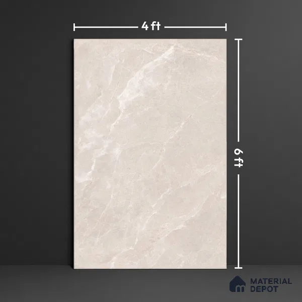 Marble Floor & Wall Tile TL 07537 D Italian Crema Endless 6 ft x 4 ft Glossy Finish Vitrified Tile - 9 mm | Suitable For living Room, Bedroom, Bathroom | Adhesive and Spacers Must be Used During Installation