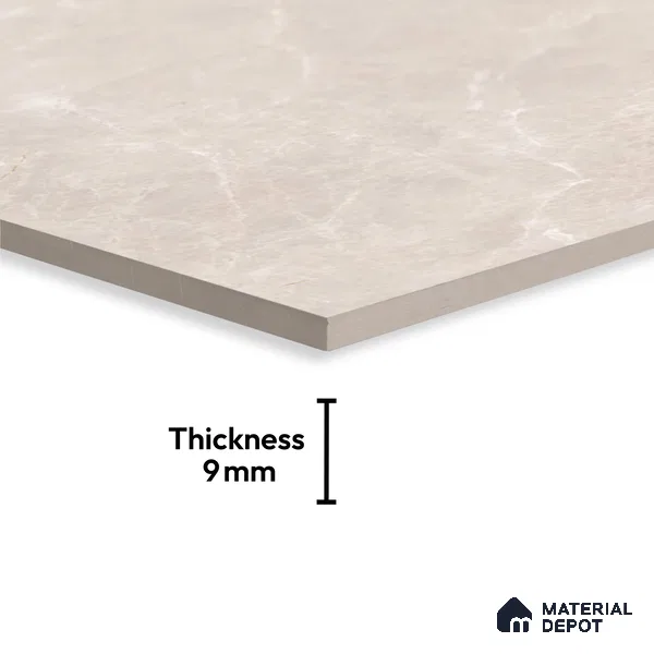 Marble Floor & Wall Tile TL 07537 D Italian Crema Endless 6 ft x 4 ft Glossy Finish Vitrified Tile - 9 mm | Suitable For living Room, Bedroom, Bathroom | Adhesive and Spacers Must be Used During Installation