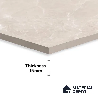 Marble Floor & Wall Tile TL 07537 Italian Crema 6 ft x 4 ft Glossy Finish Vitrified Tile - 15 mm | Suitable For living Room, Bedroom, Bathroom | Adhesive and Spacers Must be Used During Installation (Sample)