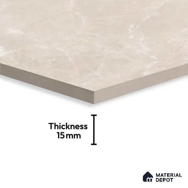 Marble Floor & Wall Tile TL 07537 Italian Crema 6 ft x 4 ft Glossy Finish Vitrified Tile - 15 mm | Suitable For living Room, Bedroom, Bathroom | Adhesive and Spacers Must be Used During Installation (Sample)