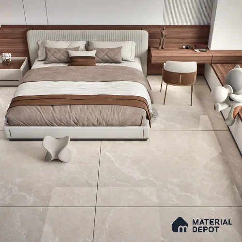 Marble Floor & Wall Tile TL 07537 Italian Crema 6 ft x 4 ft Glossy Finish Vitrified Tile - 15 mm | Suitable For living Room, Bedroom, Bathroom | Adhesive and Spacers Must be Used During Installation