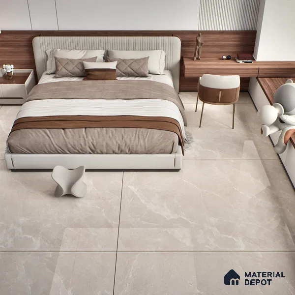 Marble Floor & Wall Tile TL 07537 Italian Crema 6 ft x 4 ft Glossy Finish Vitrified Tile - 15 mm | Suitable For living Room, Bedroom, Bathroom | Adhesive and Spacers Must be Used During Installation (Sample)