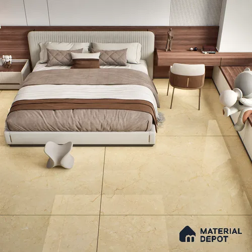 Marble Floor & Wall Tile TL 07536 Bottochino Florito 6 ft x 4 ft Glossy Finish Vitrified Tile - 15 mm | Suitable For living Room, Bedroom, Bathroom | Adhesive and Spacers Must be Used During Installation