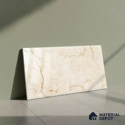 Beige Marble Wall Tile TL 07530 B Lustra 3023 Fab L 2 ft x 1 ft Ceramic Glossy Finish - 9 mm |  | Suitable for Living Room, Bedroom, Bathroom