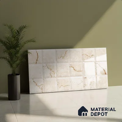 Beige Highlighter Wall Tile TL 07530 C Lustra 3023 Jazz L 2 ft x 1 ft Ceramic Glossy Finish - 9 mm |  | Suitable for Living Room, Bedroom, Bathroom