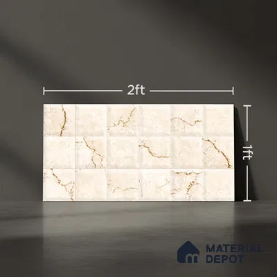 Beige Highlighter Wall Tile TL 07530 C Lustra 3023 Jazz L 2 ft x 1 ft Ceramic Glossy Finish - 9 mm |  | Suitable for Living Room, Bedroom, Bathroom