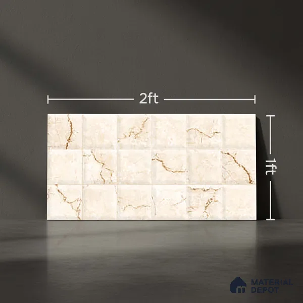 Beige Highlighter Wall Tile TL 07530 C Lustra 3023 Jazz L 2 ft x 1 ft Ceramic Glossy Finish - 9 mm | | Suitable for Living Room, Bedroom, Bathroom