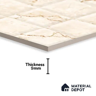 Beige Highlighter Wall Tile TL 07530 C Lustra 3023 Jazz L 2 ft x 1 ft Ceramic Glossy Finish - 9 mm |  | Suitable for Living Room, Bedroom, Bathroom