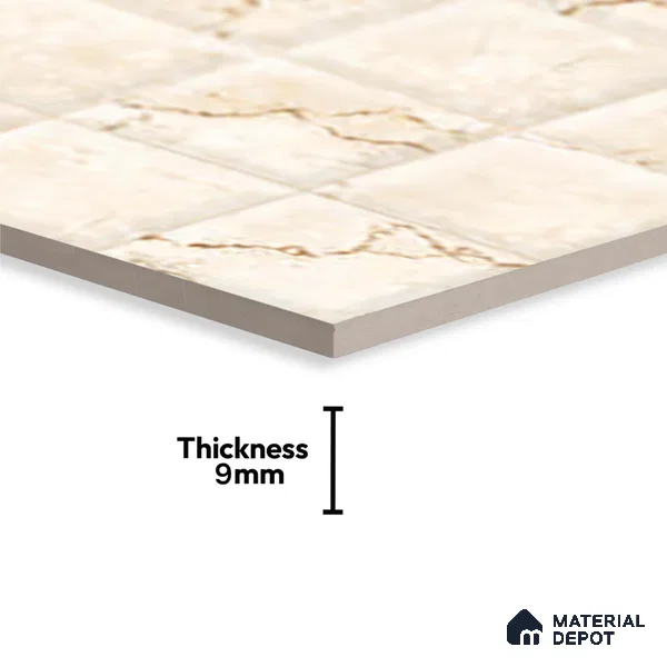 Beige Highlighter Wall Tile TL 07530 C Lustra 3023 Jazz L 2 ft x 1 ft Ceramic Glossy Finish - 9 mm | | Suitable for Living Room, Bedroom, Bathroom