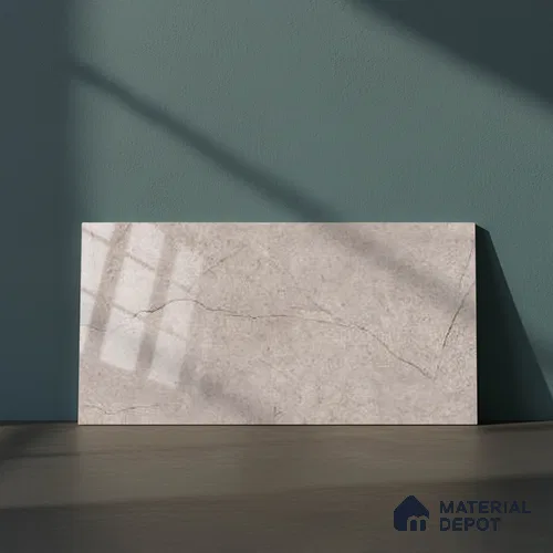 Grey Marble Wall Tile TL 07529 C Lustra Aegean Motif 2 ft x 1 ft Ceramic Glossy Finish - 9 mm |  | Suitable for Living Room, Bedroom, Bathroom