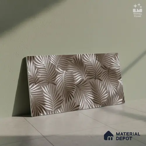 Grey Highlighter Wall Tile TL 07528 C Lustra Brilliant Forest Decor 2 ft x 1 ft Ceramic Glossy Finish - 9 mm |  | Suitable for Living Room, Bedroom, Bathroom