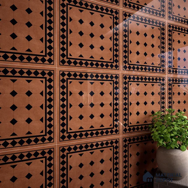 Moroccan Floor & Wall Tile TL 07413 Derby Cotto 2 ft x 2 ft Matte Finish Vitrified Tile - 9 mm | Suitable For Bathroom, Balcony, Kitchen | Please Expect a Slight Variation of Pattern (Sample)