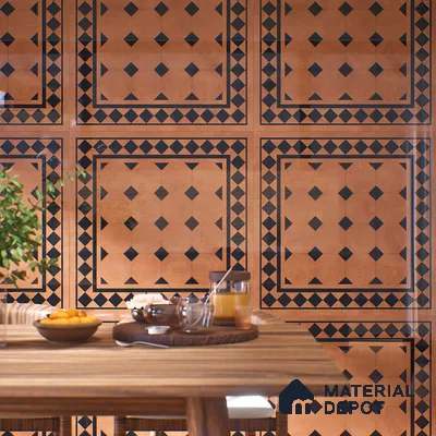 Moroccan Floor & Wall Tile TL 07413 Derby Cotto 2 ft x 2 ft Matte Finish Vitrified Tile - 9 mm | Suitable For Bathroom, Balcony, Kitchen | Please Expect a Slight Variation of Pattern (Sample)