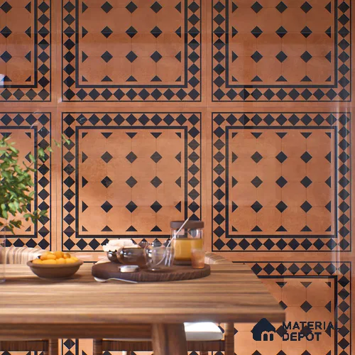 Moroccan Floor & Wall Tile TL 07413 Derby Cotto 2 ft x 2 ft Matte Finish Vitrified Tile - 9 mm | Suitable For Kitchen, Balcony, Bathroom | Please Expect a Slight Variation of Pattern | Random Designs