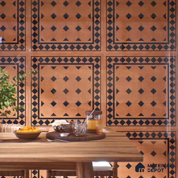 Moroccan Floor & Wall Tile TL 07413 Derby Cotto 2 ft x 2 ft Matte Finish Vitrified Tile - 9 mm | Suitable For Bathroom, Balcony, Kitchen | Please Expect a Slight Variation of Pattern (Sample)