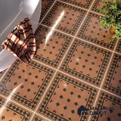 Moroccan Floor & Wall Tile TL 07413 Derby Cotto 2 ft x 2 ft Matte Finish Vitrified Tile - 9 mm | Suitable For Bathroom, Balcony, Kitchen | Please Expect a Slight Variation of Pattern (Sample)