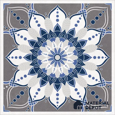 Moroccan Wall & Floor Tile TL 07421 Glito Blue 2 ft x 2 ft Glossy Finish Vitrified Tile - 9 mm | Suitable For living Room, Bedroom, Bathroom | Please Expect a Slight Variation of Pattern (Sample)
