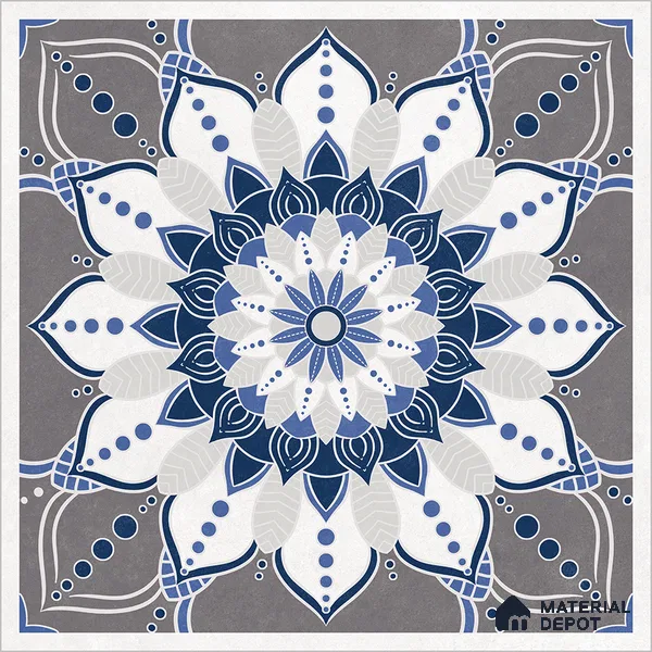 Moroccan Wall & Floor Tile TL 07421 Glito Blue 2 ft x 2 ft Glossy Finish Vitrified Tile - 9 mm | Suitable For living Room, Bedroom, Bathroom | Please Expect a Slight Variation of Pattern (Sample)