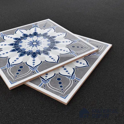 Moroccan Wall & Floor Tile TL 07421 Glito Blue 2 ft x 2 ft Glossy Finish Vitrified Tile - 9 mm | Suitable For living Room, Bedroom, Bathroom | Please Expect a Slight Variation of Pattern (Sample)