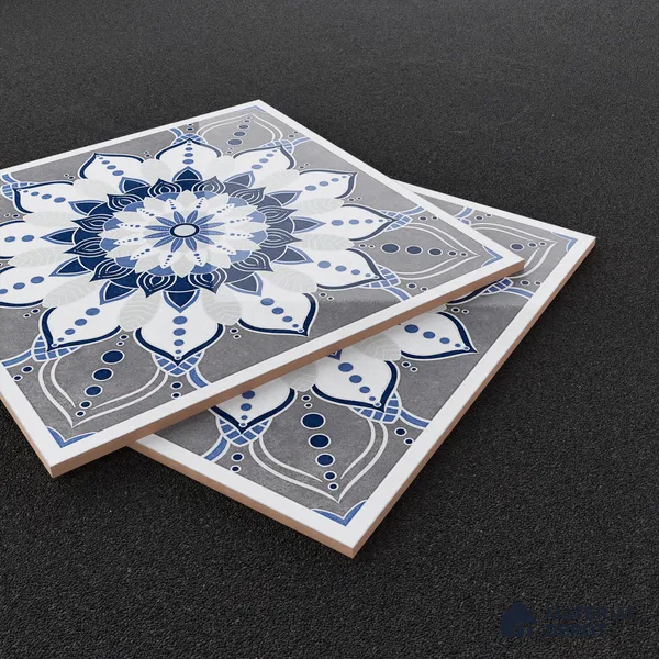 Moroccan Wall & Floor Tile TL 07421 Glito Blue 2 ft x 2 ft Glossy Finish Vitrified Tile - 9 mm | Suitable For living Room, Bedroom, Bathroom | Please Expect a Slight Variation of Pattern (Sample)