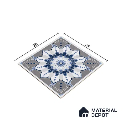 Moroccan Wall & Floor Tile TL 07421 Glito Blue 2 ft x 2 ft Glossy Finish Vitrified Tile - 9 mm | Suitable For living Room, Bedroom, Bathroom | Please Expect a Slight Variation of Pattern (Sample)