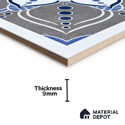 Moroccan Wall & Floor Tile TL 07421 Glito Blue 2 ft x 2 ft Glossy Finish Vitrified Tile - 9 mm | Suitable For living Room, Bedroom, Bathroom | Please Expect a Slight Variation of Pattern (Sample)