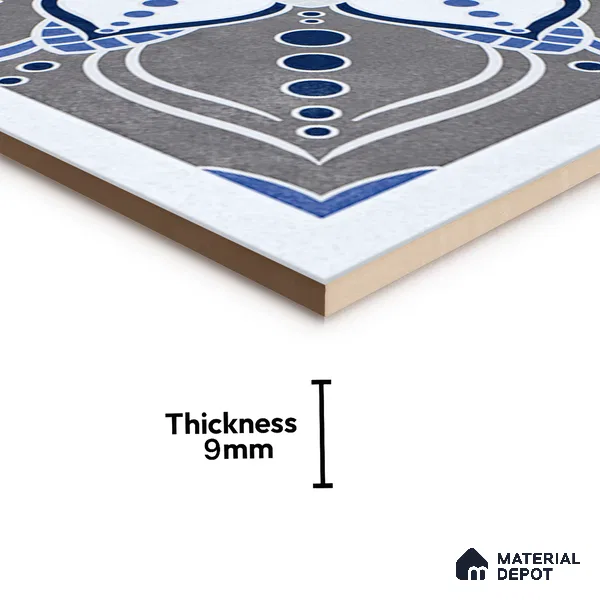Moroccan Wall & Floor Tile TL 07421 Glito Blue 2 ft x 2 ft Glossy Finish Vitrified Tile - 9 mm | Suitable For living Room, Bedroom, Bathroom | Please Expect a Slight Variation of Pattern (Sample)