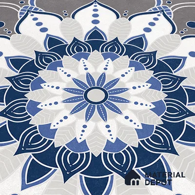 Moroccan Wall & Floor Tile TL 07421 Glito Blue 2 ft x 2 ft Glossy Finish Vitrified Tile - 9 mm | Suitable For living Room, Bedroom, Bathroom | Please Expect a Slight Variation of Pattern (Sample)