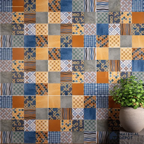 Moroccan Wall & Floor Tile TL 07426 Ethnic 2 ft x 2 ft Matte Finish Vitrified Tile - 9 mm | Suitable For living Room, Bedroom, Bathroom | Please Expect a Slight Variation of Pattern (Sample)
