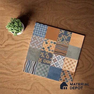 Moroccan Wall & Floor Tile TL 07426 Ethnic 2 ft x 2 ft Matte Finish Vitrified Tile - 9 mm | Suitable For living Room, Bedroom, Bathroom | Please Expect a Slight Variation of Pattern (Sample)