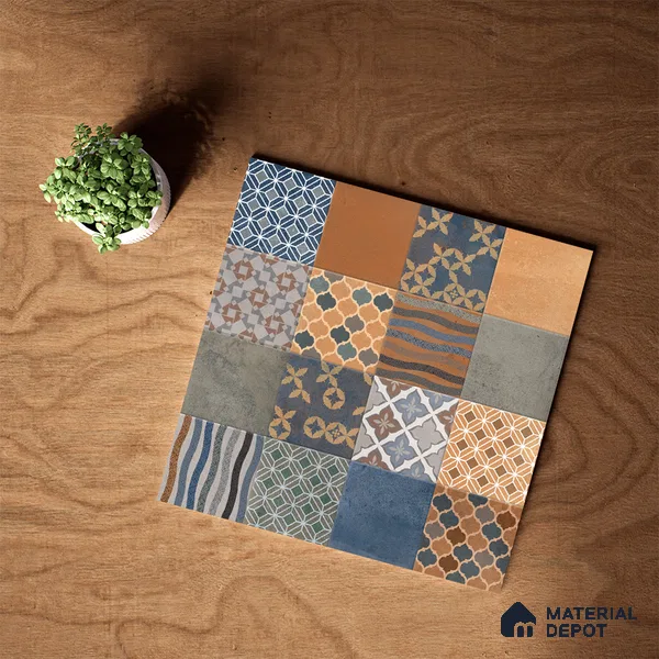 Moroccan Wall & Floor Tile TL 07426 Ethnic 2 ft x 2 ft Matte Finish Vitrified Tile - 9 mm | Suitable For living Room, Bedroom, Bathroom | Please Expect a Slight Variation of Pattern (Sample)
