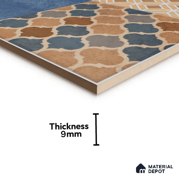Moroccan Wall & Floor Tile TL 07426 Ethnic 2 ft x 2 ft Matte Finish Vitrified Tile - 9 mm | Suitable For living Room, Bedroom, Bathroom | Please Expect a Slight Variation of Pattern (Sample)