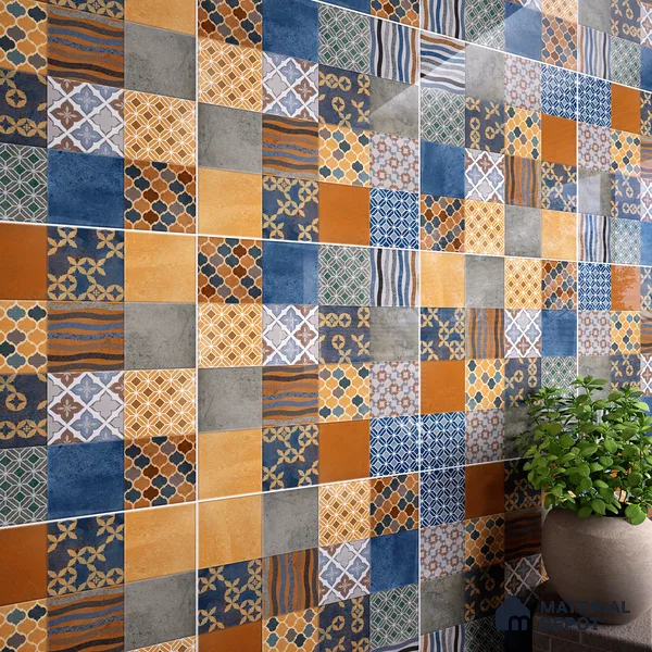 Moroccan Wall & Floor Tile TL 07426 Ethnic 2 ft x 2 ft Matte Finish Vitrified Tile - 9 mm | Suitable For living Room, Bedroom, Bathroom | Please Expect a Slight Variation of Pattern (Sample)