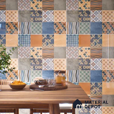 Moroccan Wall & Floor Tile TL 07426 Ethnic 2 ft x 2 ft Matte Finish Vitrified Tile - 9 mm | Suitable For living Room, Bedroom, Bathroom | Please Expect a Slight Variation of Pattern (Sample)