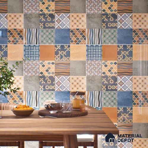 Moroccan Wall & Floor Tile TL 07426 Ethnic 2 ft x 2 ft Matte Finish Vitrified Tile - 9 mm | Suitable For Kitchen, Balcony, Dining Area | Please Expect a Slight Variation of Pattern | Random Designs