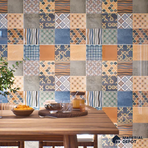 Moroccan Wall & Floor Tile TL 07426 Ethnic 2 ft x 2 ft Matte Finish Vitrified Tile - 9 mm | Suitable For living Room, Bedroom, Bathroom | Please Expect a Slight Variation of Pattern (Sample)